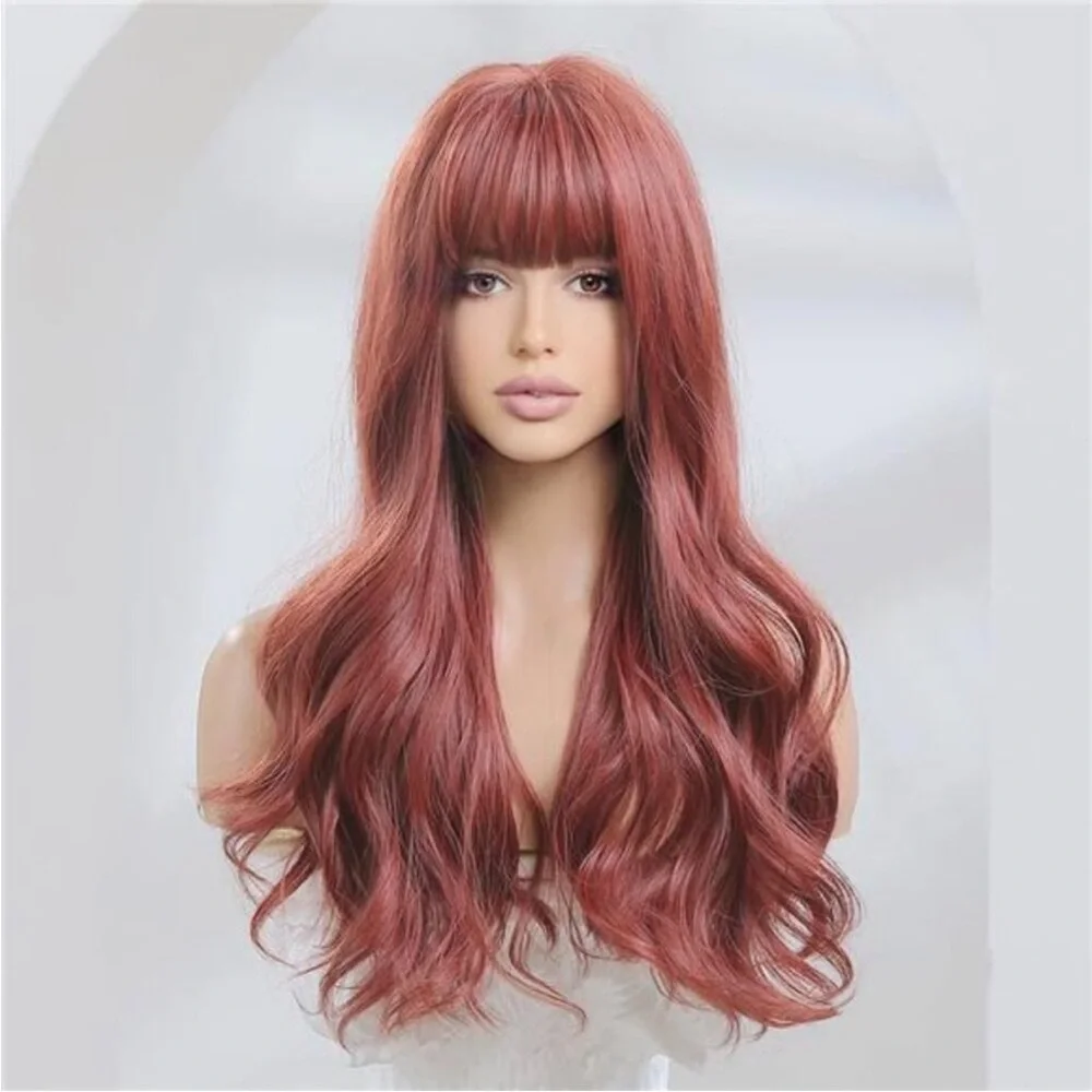 Womens Wigs with Bangs, FULL CAP Burgundy Red NEW